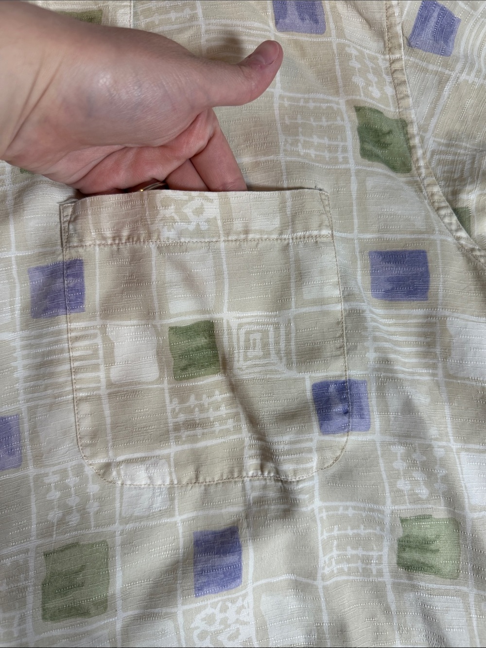 Vintage 100% Silk Jos. A. Bank Beige Camp Shirt Size Large - Picture 6 of 8